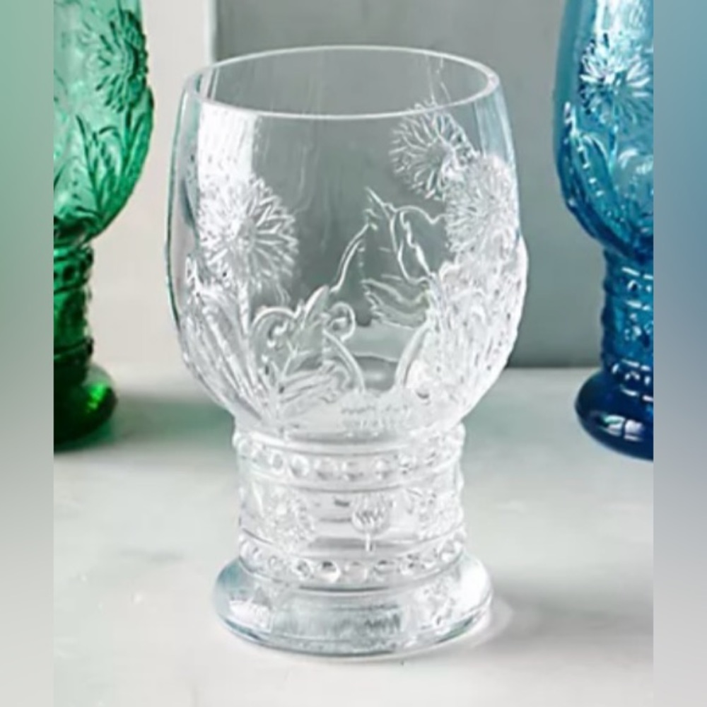 ANTHROPOLOGIE HELIANTHUS ~Clear~ Water GOBLETS Glass Set of 4